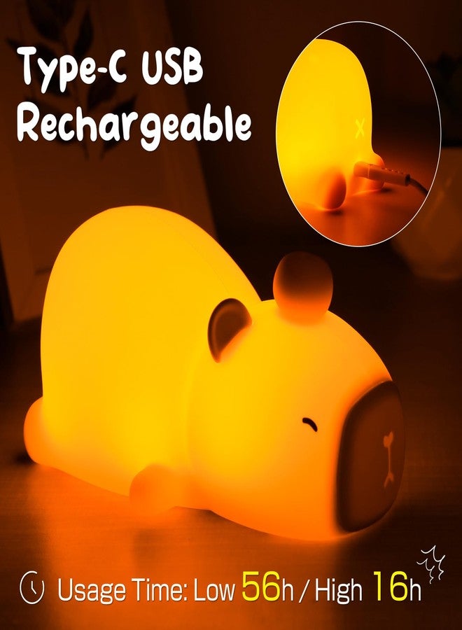 PSDRIQQ Capybara Night Light Cute Squishy Silicone Nursery Nightlight Dimmable Animal Bedside Lamp with Tap Control Christmas Gift for Kids Girls Boys Women - Image 2