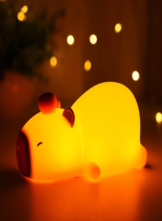 PSDRIQQ Capybara Night Light Cute Squishy Silicone Nursery Nightlight Dimmable Animal Bedside Lamp with Tap Control Christmas Gift for Kids Girls Boys Women - Image 1