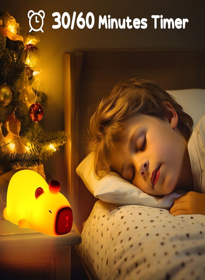 PSDRIQQ Capybara Night Light Cute Squishy Silicone Nursery Nightlight Dimmable Animal Bedside Lamp with Tap Control Christmas Gift for Kids Girls Boys Women - Image 5
