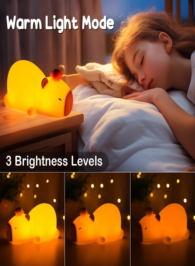 PSDRIQQ Capybara Night Light Cute Squishy Silicone Nursery Nightlight Dimmable Animal Bedside Lamp with Tap Control Christmas Gift for Kids Girls Boys Women - Image 3