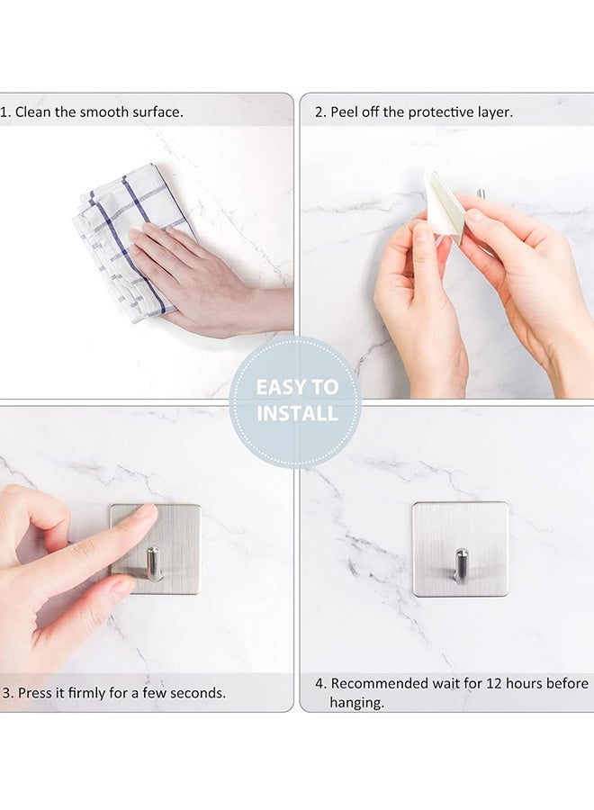4 Pcs Adhesive hooks bathroom hooks heavy duty hooks Adhesive Bathroom Hooks Self adhesive Hooks 304 Stainless Heavy Duty Sticky Hooks for Bathroom Kitchen Livingroom Camper - Image 5