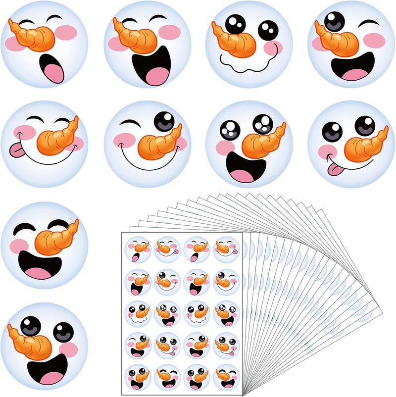 Containlol 1000 Pieces Happy Snowman Stickers  Christmas Roll Circle Face Winter Holiday Label  Cute Seals Cards Fun Presents for Kids Xmas Party Decoration Supplies - Image 1