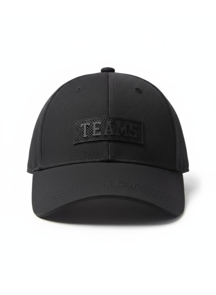 بريميم قبعة بيسبول بشعار الفريق باللون الأسود النفاث - قصة كلاسيكية منظمة من القطن الغني - Image 2