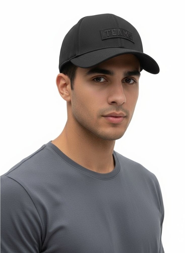 بريميم قبعة بيسبول بشعار الفريق باللون الأسود النفاث - قصة كلاسيكية منظمة من القطن الغني - Image 5