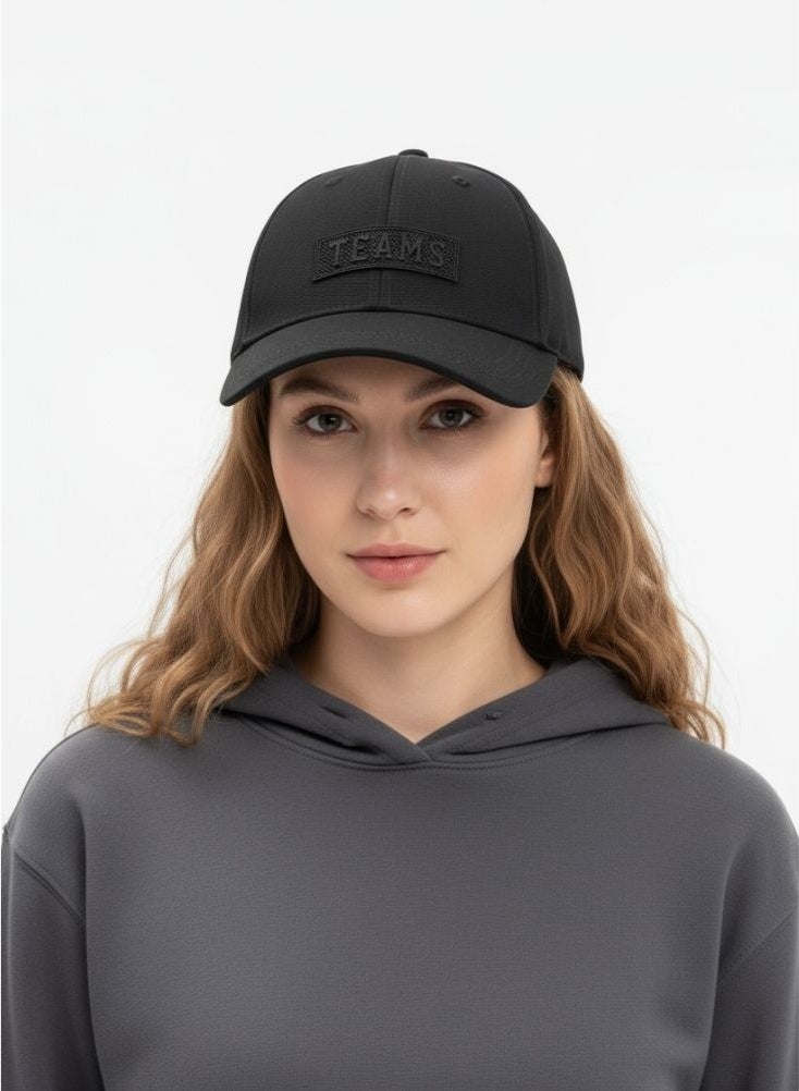 بريميم قبعة بيسبول بشعار الفريق باللون الأسود النفاث - قصة كلاسيكية منظمة من القطن الغني - Image 4