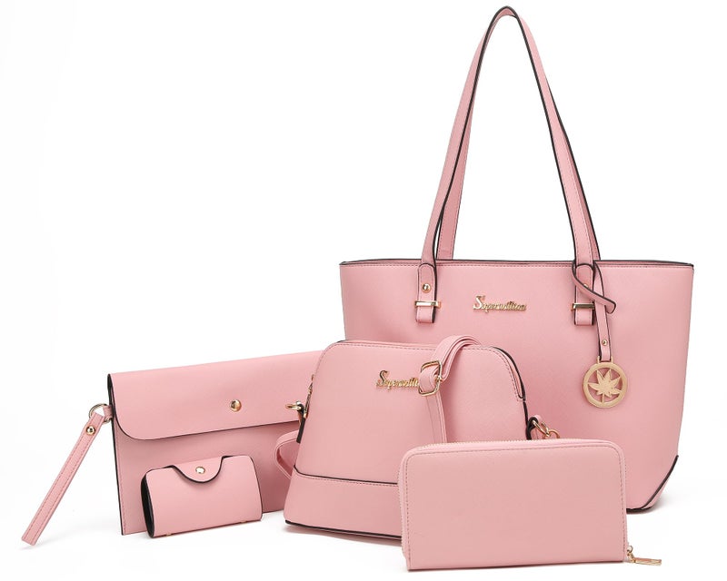 Soperwillton Handbag for Women Wallet Tote Bag Shoulder Bags Top Handle Satchel 5pcs Purse Set - Image 1