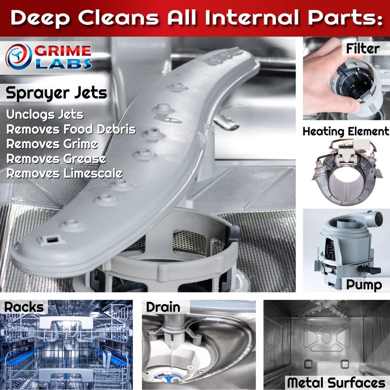 GRIME LABS Dishwasher Cleaner Deodorizer Descaler Tablets, 24 pack Heavy Duty Deep Clean and Natural Limescale Remover, Dish Washer Cleaner Machine Pods, 12 Months Supply - Image 3