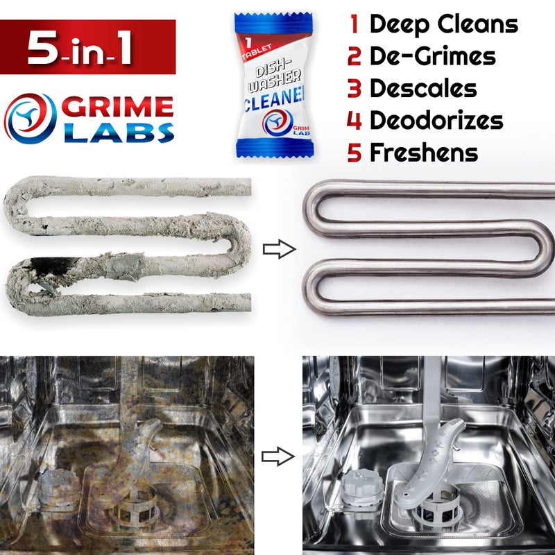 GRIME LABS Dishwasher Cleaner Deodorizer Descaler Tablets, 24 pack Heavy Duty Deep Clean and Natural Limescale Remover, Dish Washer Cleaner Machine Pods, 12 Months Supply - Image 5