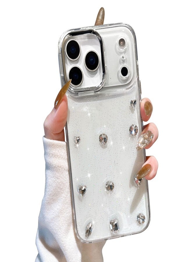 EYZUTAK جراب EYZUTAK لهاتف iPhone 17 Pro Max، جراب هاتف لامع ثلاثي الأبعاد بتصميم ماسي، تصميم جمالي كريستالي شفاف متلألئ، غطاء حماية شفاف من مادة TPU ناعمة ومتينة للنساء والفتيات - كريستال - Image 1