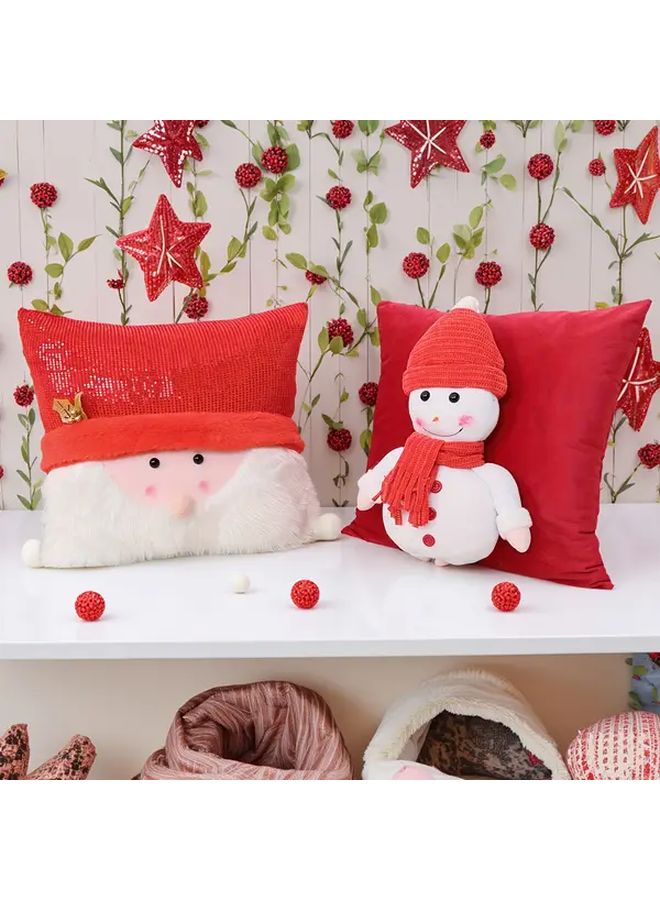 Golden Santa Claus 3D Embroidered Christmas Pillow Cover 18x18 Inch With Zipper For Sofa Decor - Image 1