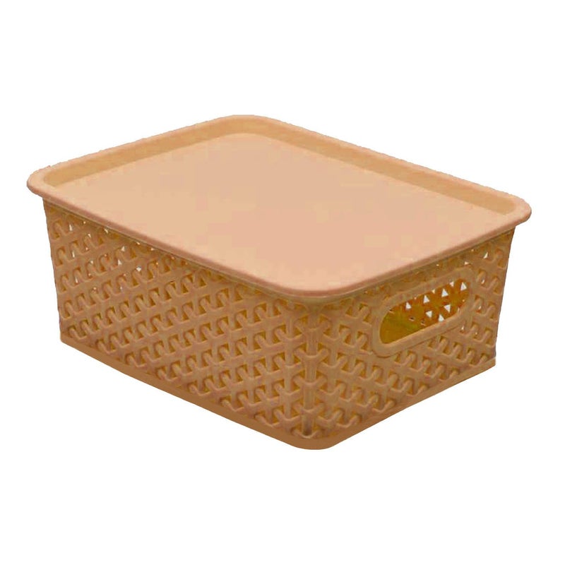 Kuber Industries Kuber Industries Plastic 2 Pieces Small Size Multipurpose Solitaire Storage Rectangular Basket With Lid Multi CTLTC012541  - Image 4