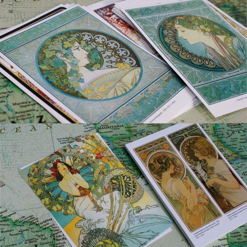 HOSTEESSCHOICE Beautiful Art Postcards set of 30 Post card of Alphonse Mucha variety pack Famous Painting Scenery,4 x 6 Inches - Image 3