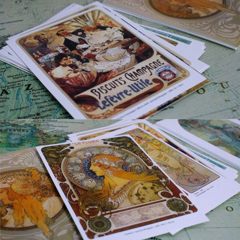 HOSTEESSCHOICE Beautiful Art Postcards set of 30 Post card of Alphonse Mucha variety pack Famous Painting Scenery,4 x 6 Inches - Image 5
