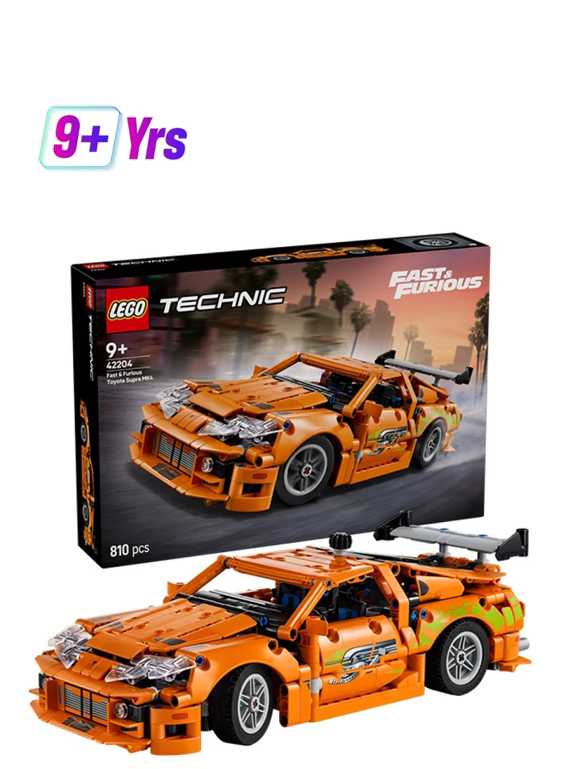 ليغو Technic Fast and Furious Toyota Supra MK4 Toy Car - 6 Cylinder Engine & Opening Doors - Model Kits for 9+ Years Old Boys & Girls or Adult Motorsport Fans - Birthday Gift Idea - 42204 (810 pieces)