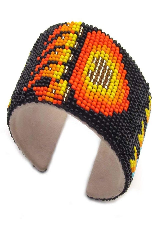BeadsCorner Seed Beads Beaded Cuff Bracelet (Black Paw) - Image 1