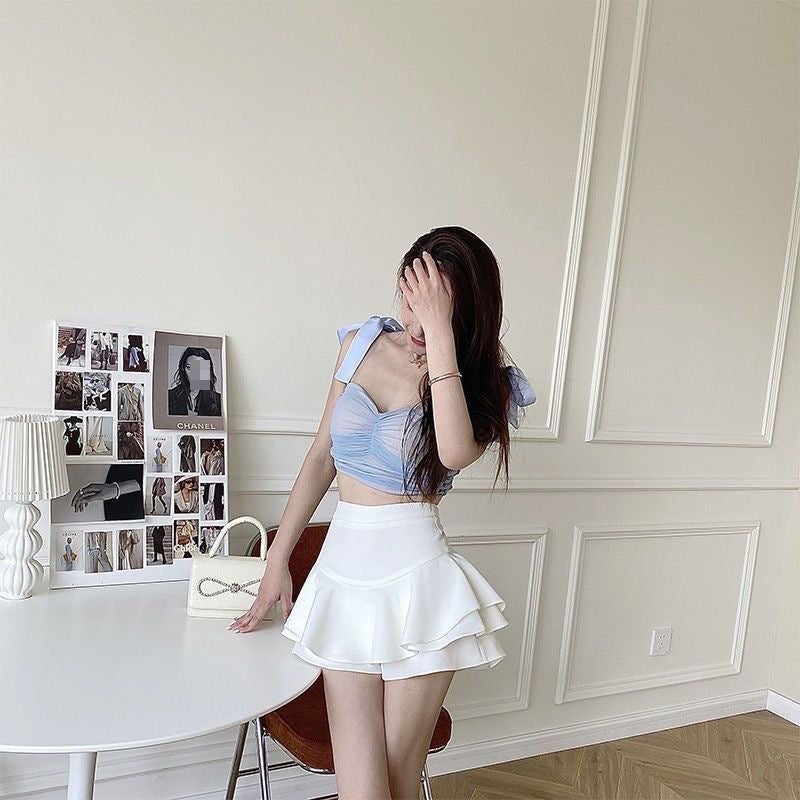 Short Skirt For Women 2023 Spring New High Waist Slimming Design Sense Niche Girl Slimming A- Line Arm Skirt - Image 3