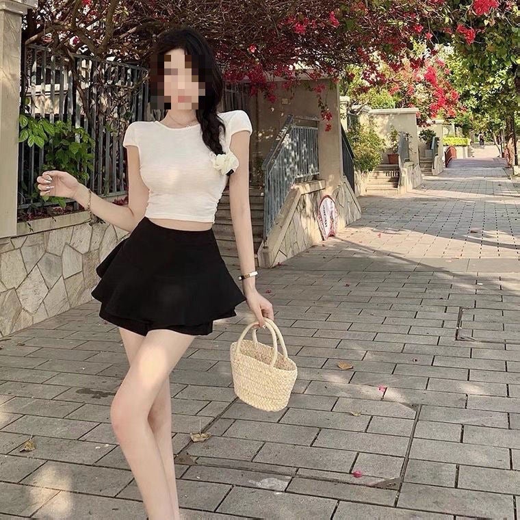 Short Skirt For Women 2023 Spring New High Waist Slimming Design Sense Niche Girl Slimming A- Line Arm Skirt - Image 2