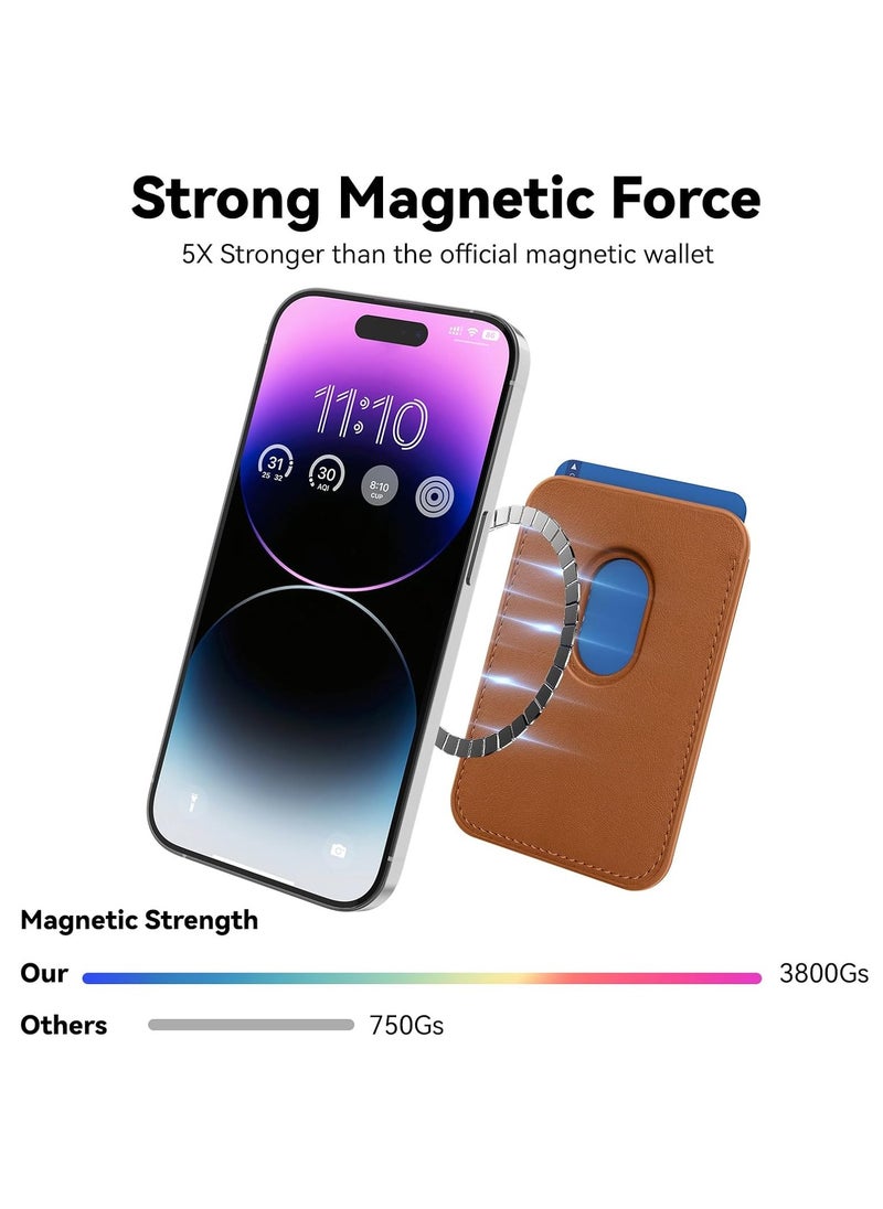 Generic Magnetic Card Holder Phone Wallet for iPhone 16/15/14/13/12 Series with Magsafe, Wallet for iPhone 16 15 14 Pro Max Plus Series, Mag Safe 3 Wallet for iPhone 13 12 Pro Max Mini Series (Brown)  - Image 4