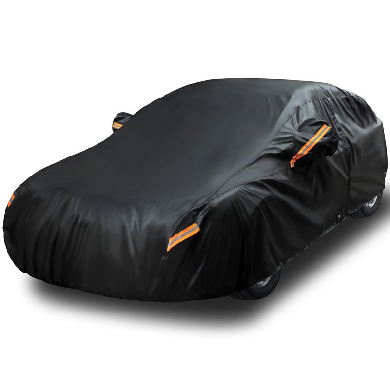 EzyShade 10-Layer Car Cover Waterproof All Weather [See Vehicle Size Chart for Accurate Fit] Outdoor Full Exterior Covers for Automobiles Sedan Hatch. Rain Sun Snow. Black, Size A0 (See SizeChart) - Image 1