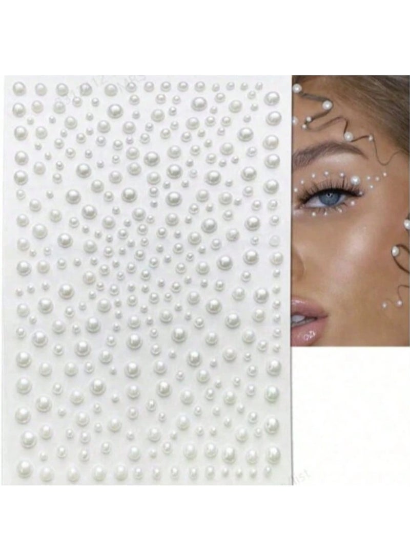 3 Pcs Self Adhesive 3D Pearls & Gems Stickers, Acrylic Hair & Nail Decorations, DIY Embellishments, 1 Sheet (325 Beads) - Image 5