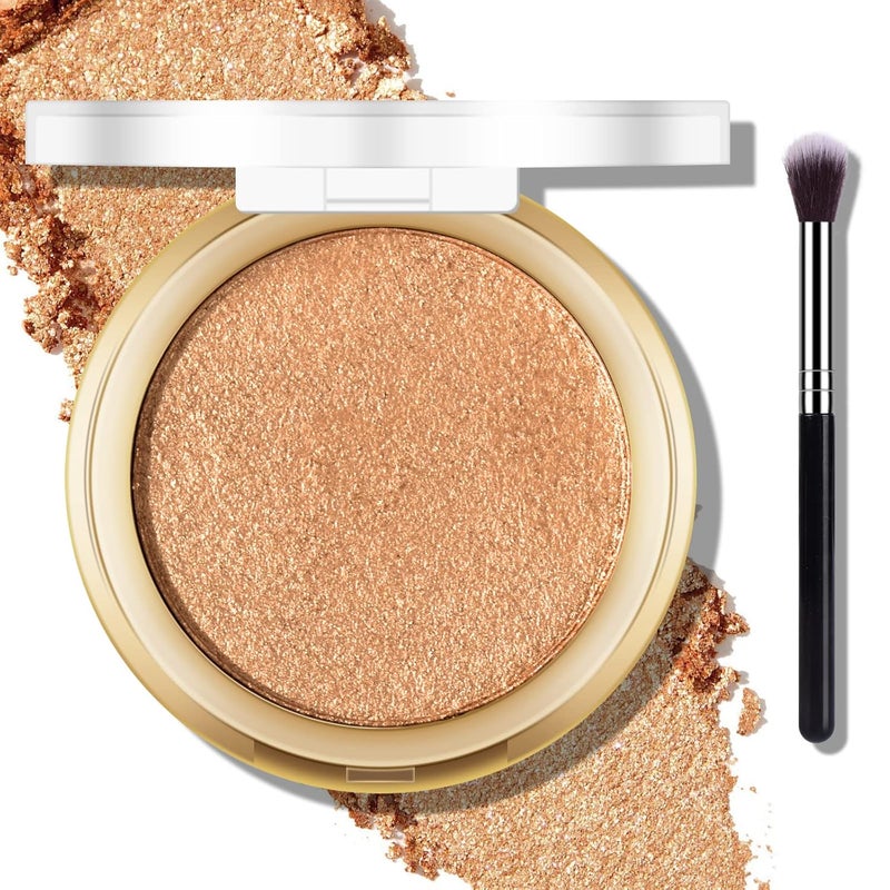 Baked Highlighter Powder Palette Makeup Highlighter Powder Palette Sheer Shimmering Finish Face Highlighters Makeup Iluminadores de Maquillaje 06 Bronze Glow