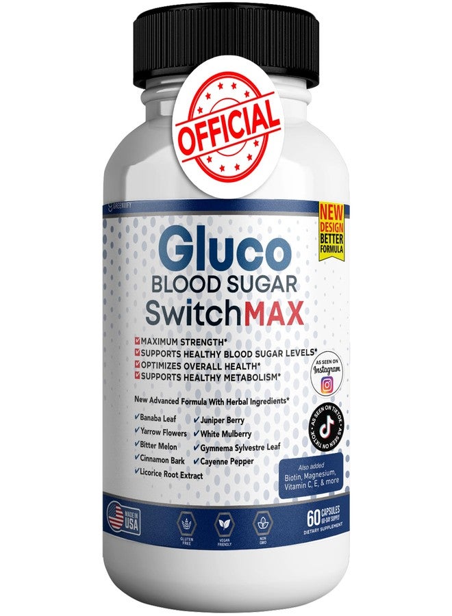 GREENVIFY Gluco Blood Sugar Switch Max All Natural Formula to Maintain Healthy Levels, Maximum Strength Daily Formula Blood Reviews (1 Pack - 60 Capsules) - Image 1