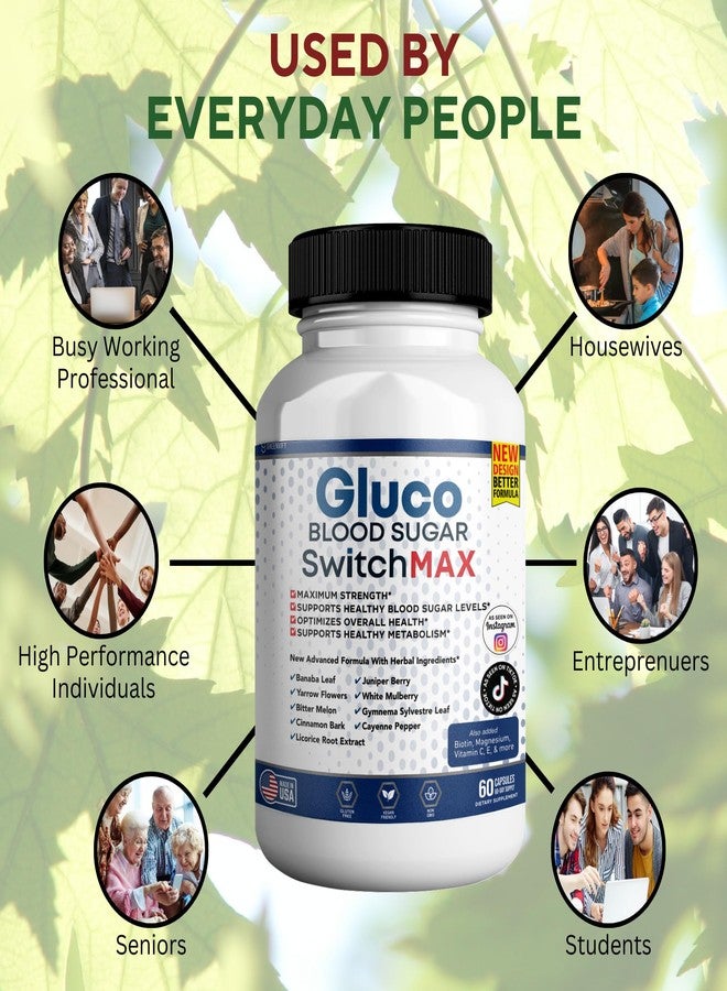 GREENVIFY Gluco Blood Sugar Switch Max All Natural Formula to Maintain Healthy Levels, Maximum Strength Daily Formula Blood Reviews (1 Pack - 60 Capsules) - Image 4