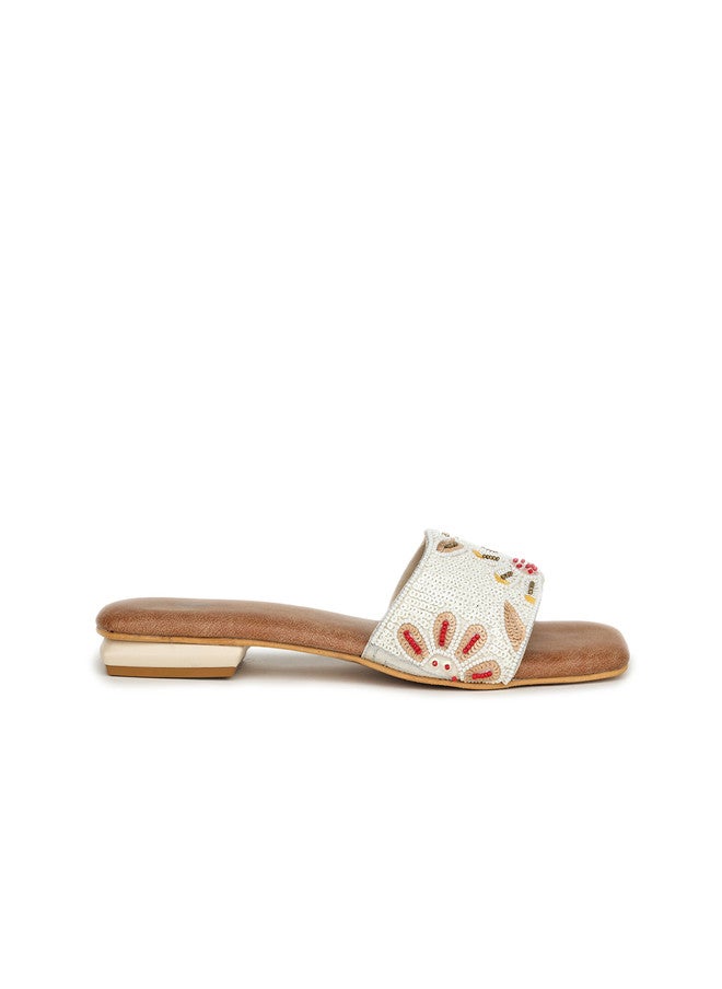 She Zone Embellished Open Toe Flats for Women - Image 4