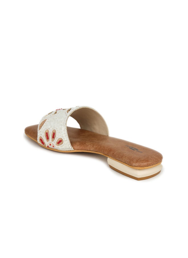 She Zone Embellished Open Toe Flats for Women - Image 3