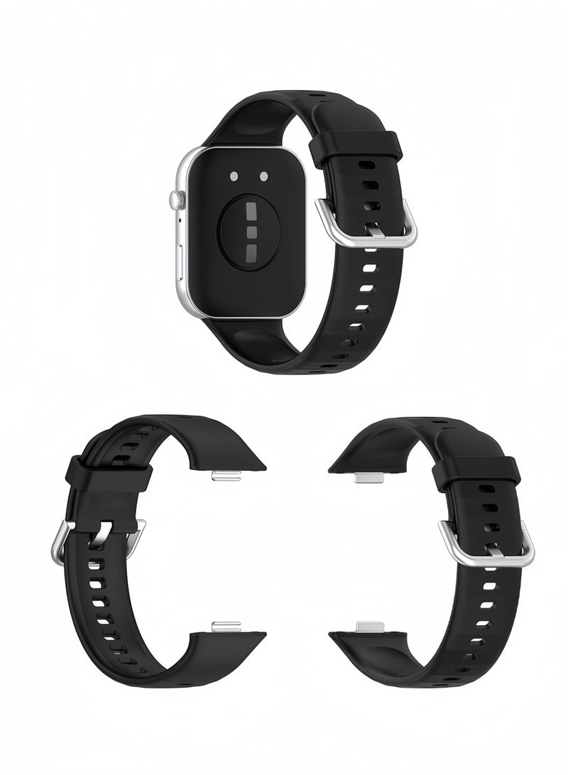 Strap for Huawei Watch Fit 3, Soft Silicone Replacement Band Breathable Adjustable Sport Wristband Straps for Huawei Watch Fit 3(Green+Black+Pink)  - Image 3