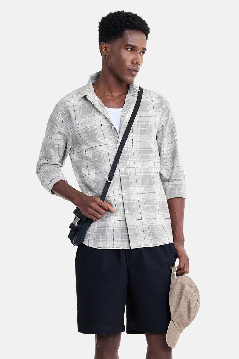 SNITCH Khaki Checkered Long Sleeve Regular Fit Shirt