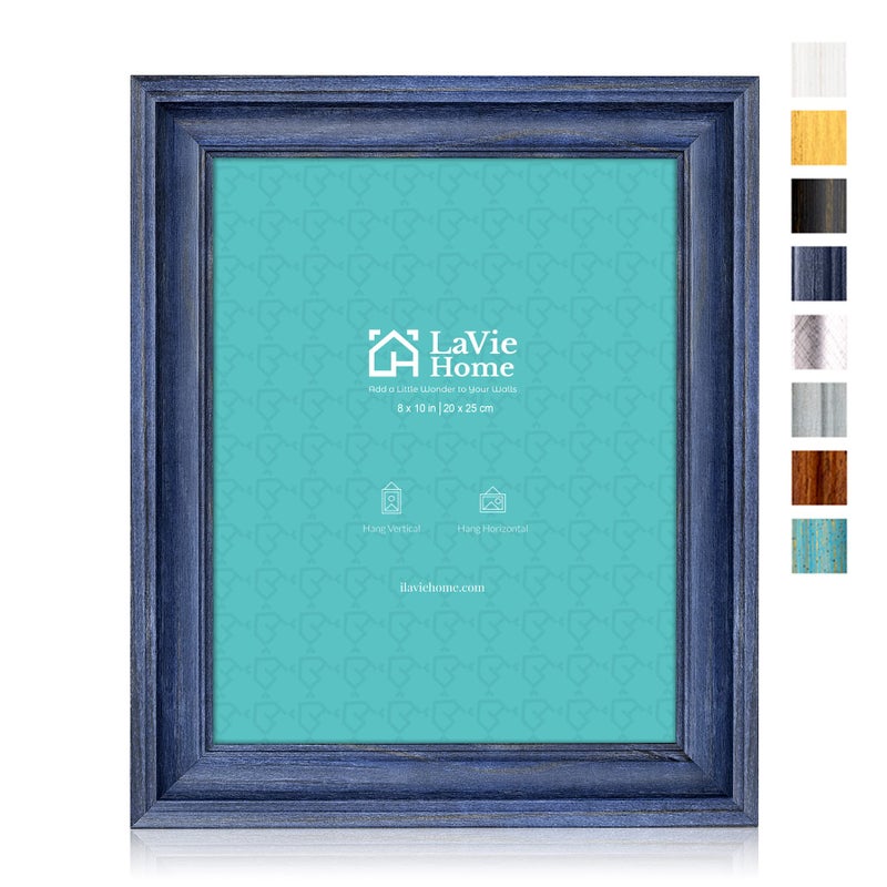 LaVie Home LaVie Home 8x10 Picture Frames 1 Pack Blue Rustic Photo Frame Set with Tempered Glass for Wall Mount  Table Top Display