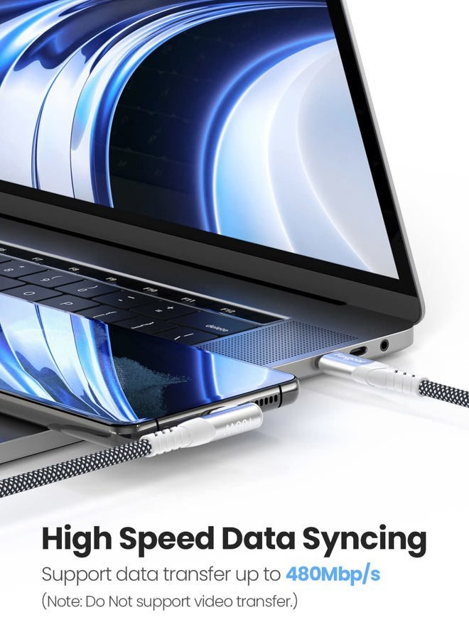 Fasgear 100W USB C to USB C Cable - 1 Pack 6ft USB 2.0 Type C to Type C PD Cable 5A Fast Charging Right Angle Compatible with Google Chromebook Pixel, Mac-Book Pro2021/2020, Dell XPS 13/15 (Black) - Image 4