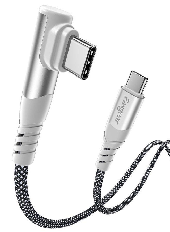 Fasgear 100W USB C to USB C Cable - 1 Pack 6ft USB 2.0 Type C to Type C PD Cable 5A Fast Charging Right Angle Compatible with Google Chromebook Pixel, Mac-Book Pro2021/2020, Dell XPS 13/15 (Black) - Image 1
