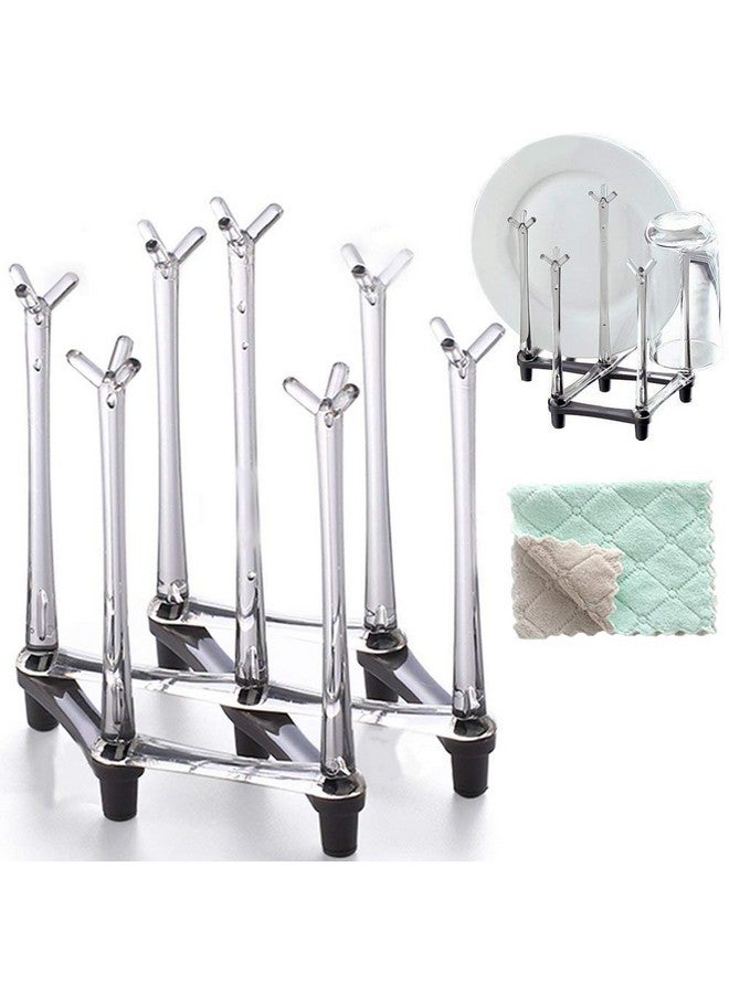 Marbrasse Marbrasse Retractable Cup Drying Rack, Drinking Glass and Sports Bottle Drainer Stand, Plastic Bag Dryer with Non-Slip Bottom for Kitchen Countertop  - Image 1