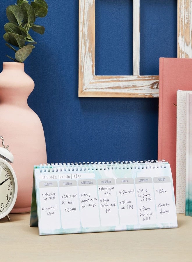 Paper Junkie Undated Weekly Planner - 11.7 x 4.1 In, Green, Spiral Bound, 52 Undated Sheets - Calendar & To Do List Notepad - Desk Planner for Teacher Supplies & Office Organization - Image 4