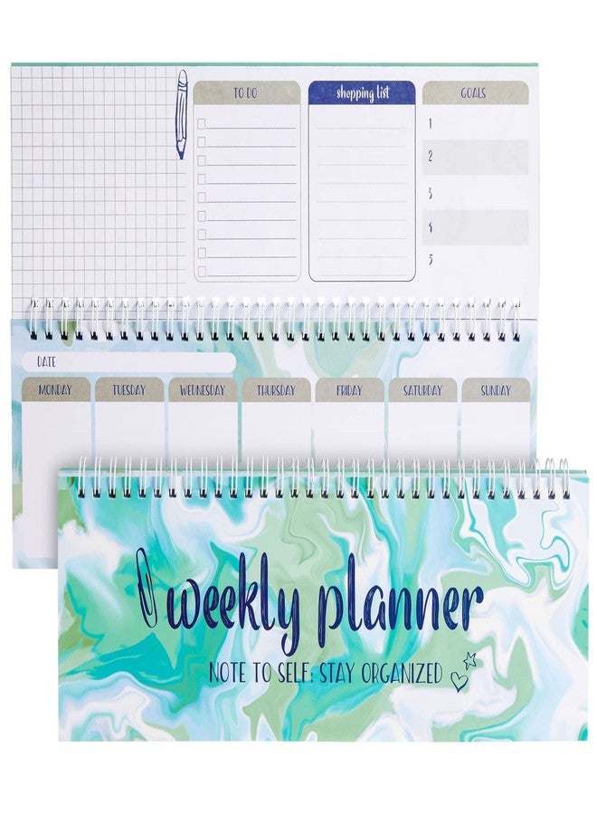 Paper Junkie Undated Weekly Planner - 11.7 x 4.1 In, Green, Spiral Bound, 52 Undated Sheets - Calendar & To Do List Notepad - Desk Planner for Teacher Supplies & Office Organization - Image 1