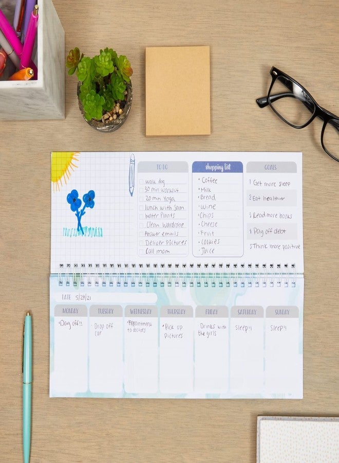 Paper Junkie Undated Weekly Planner - 11.7 x 4.1 In, Green, Spiral Bound, 52 Undated Sheets - Calendar & To Do List Notepad - Desk Planner for Teacher Supplies & Office Organization - Image 3