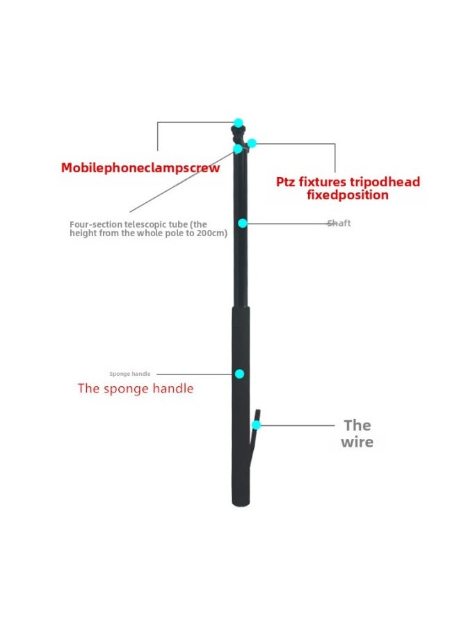 General 0.94 M Eccentric Tube GoPro Head 1/4 Teeth Copper Nut Tail Plug Photography Video Interview Self-Shot Net Red Live Rod-Color:Black  - Image 5