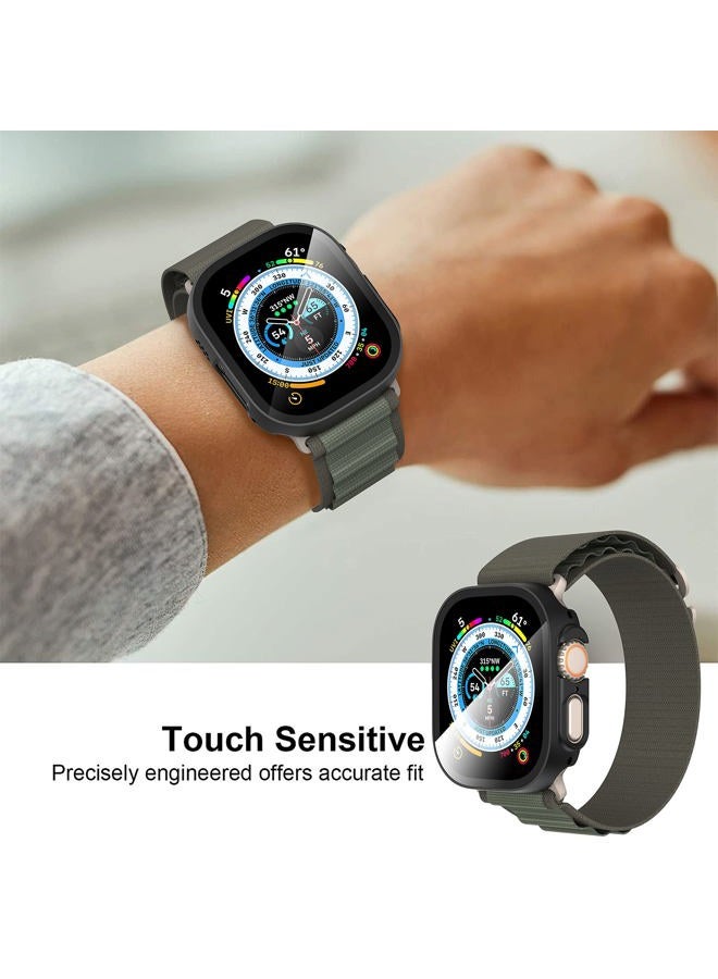 Diruite Suoman 2-Pack for Apple Watch Ultra/Ultra 2 49mm PC All-Around Screen Protector Case, Tempered Glass Screen Protector Case Ultra-Thin for iWatch Ultra/iWatch Ultra 2 49mm Protection Cover - Blue - Image 3