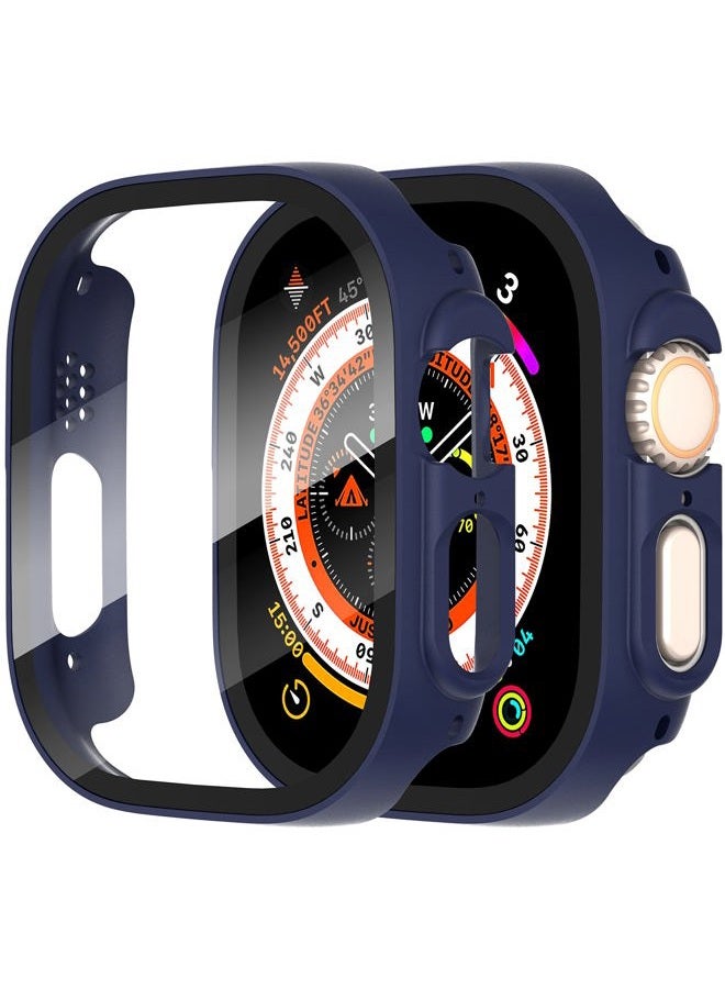Diruite Suoman 2-Pack for Apple Watch Ultra/Ultra 2 49mm PC All-Around Screen Protector Case, Tempered Glass Screen Protector Case Ultra-Thin for iWatch Ultra/iWatch Ultra 2 49mm Protection Cover - Blue - Image 1