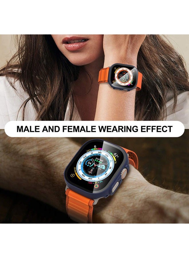 Diruite Suoman 2-Pack for Apple Watch Ultra/Ultra 2 49mm PC All-Around Screen Protector Case, Tempered Glass Screen Protector Case Ultra-Thin for iWatch Ultra/iWatch Ultra 2 49mm Protection Cover - Blue - Image 4