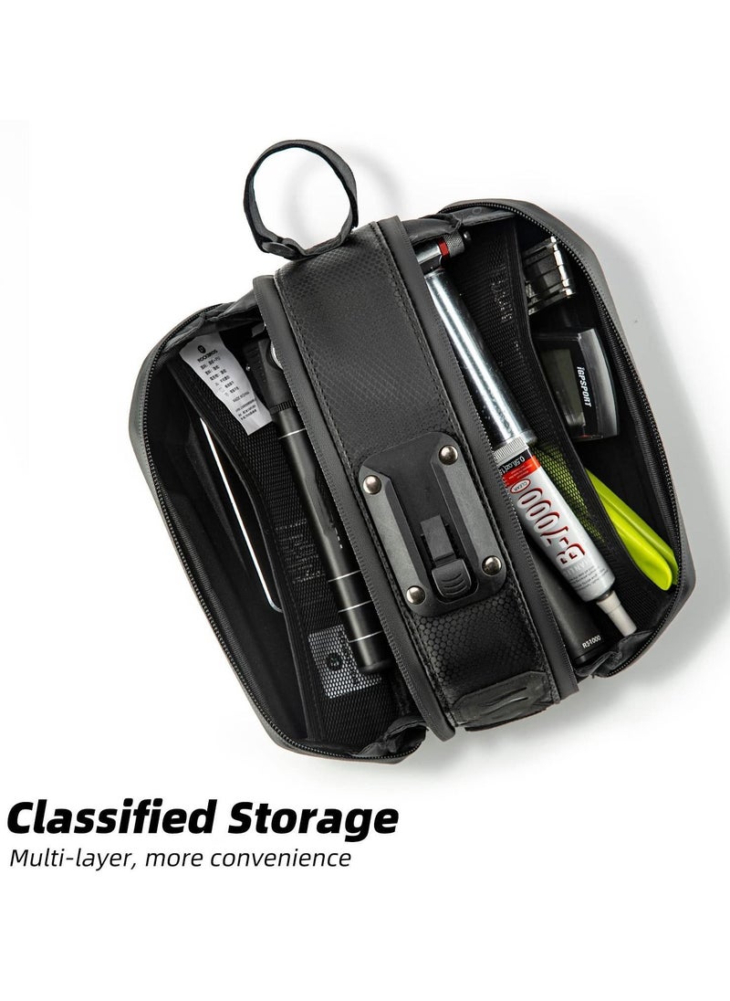 Y&D Bike Saddle Bag Bicycle Under Seat 3D Hard Shell with Silver Reflective Strip Bags for Mountain Road Bikes, Pack under Seat,hanging taillight 1.7L  - Image 3