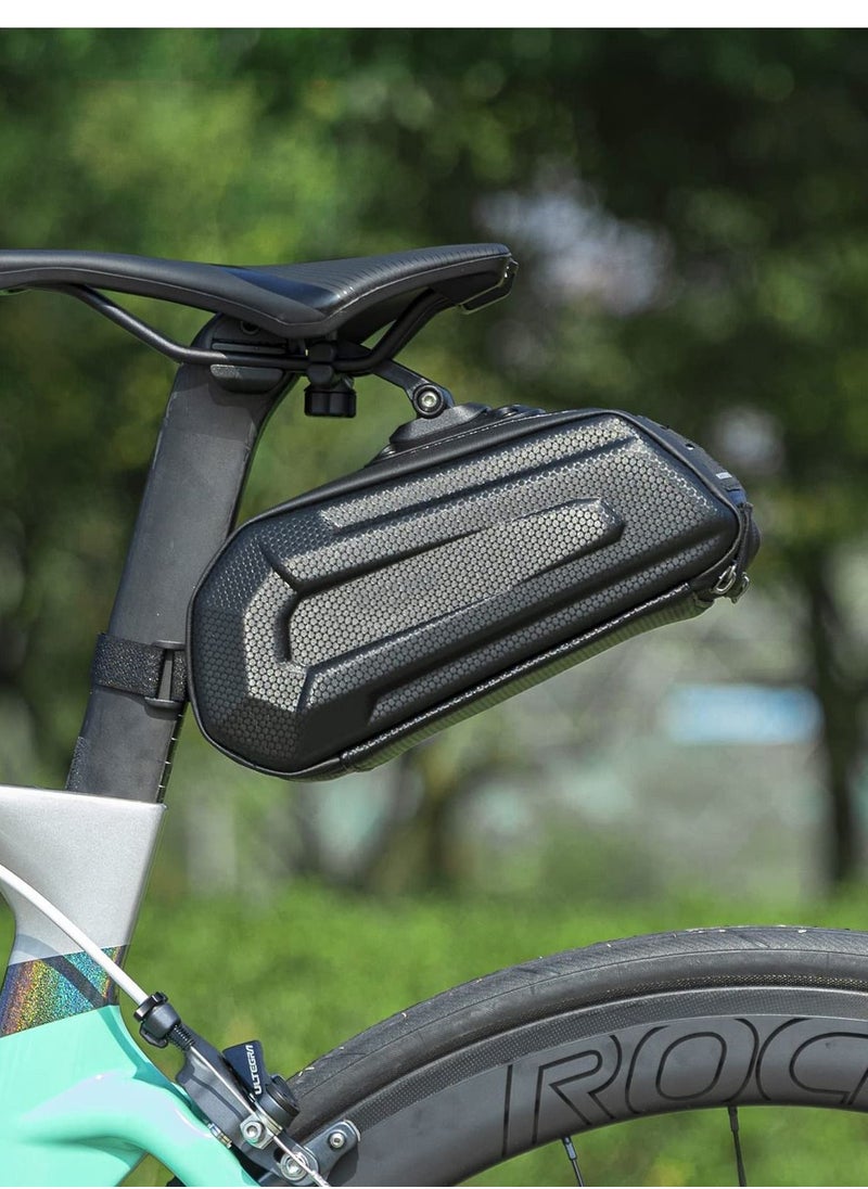 Y&D Bike Saddle Bag Bicycle Under Seat 3D Hard Shell with Silver Reflective Strip Bags for Mountain Road Bikes, Pack under Seat,hanging taillight 1.7L  - Image 2