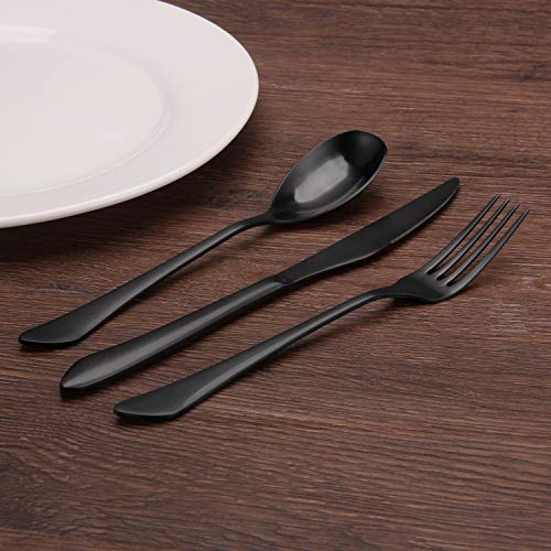 sharecook Matte Black Silverware Set, 20-Piece Stainless Steel Flatware Set Service for 4, Satin Finish Tableware Cutlery Set for Home and Restaurant, Dishwasher Safe - Image 5