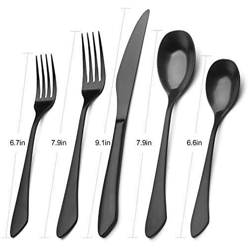 sharecook Matte Black Silverware Set, 20-Piece Stainless Steel Flatware Set Service for 4, Satin Finish Tableware Cutlery Set for Home and Restaurant, Dishwasher Safe - Image 2