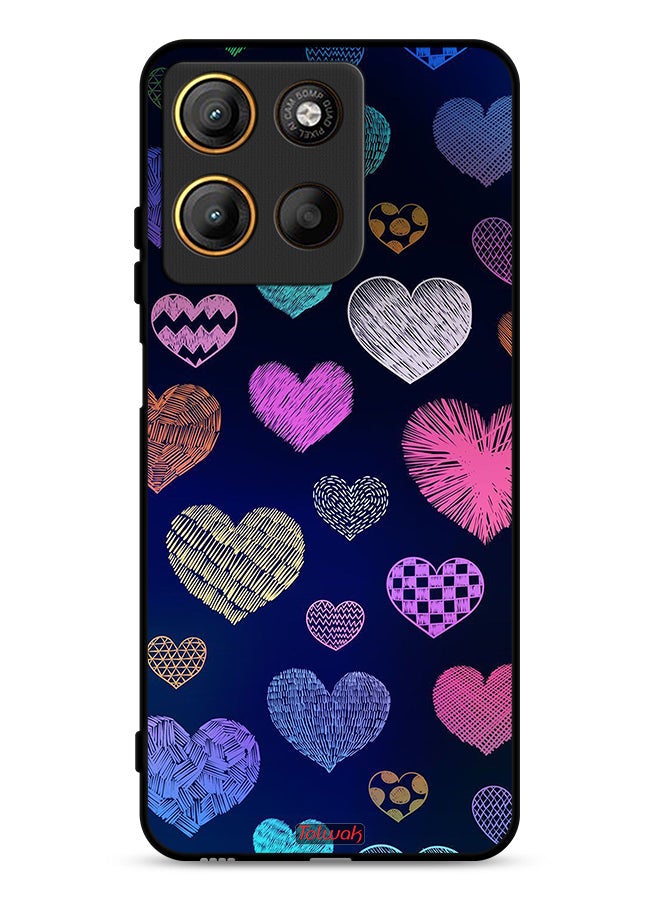 Tolwak Motorola Moto G15 Protective Case Cover Dhaga Hearts Pattern