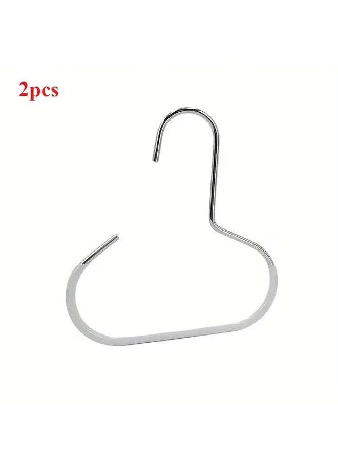 White 2pcs Metal Wall Hooks Space Saving Organizer For Hats Towels Bathrobes - Image 1