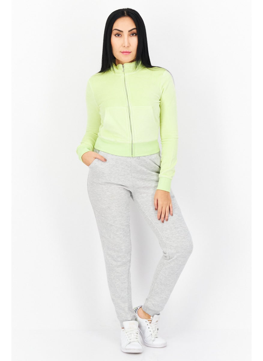 Juicy Couture Women Mock Neck Long Sleeve Textured Sweatshirt, Green  - Image 4