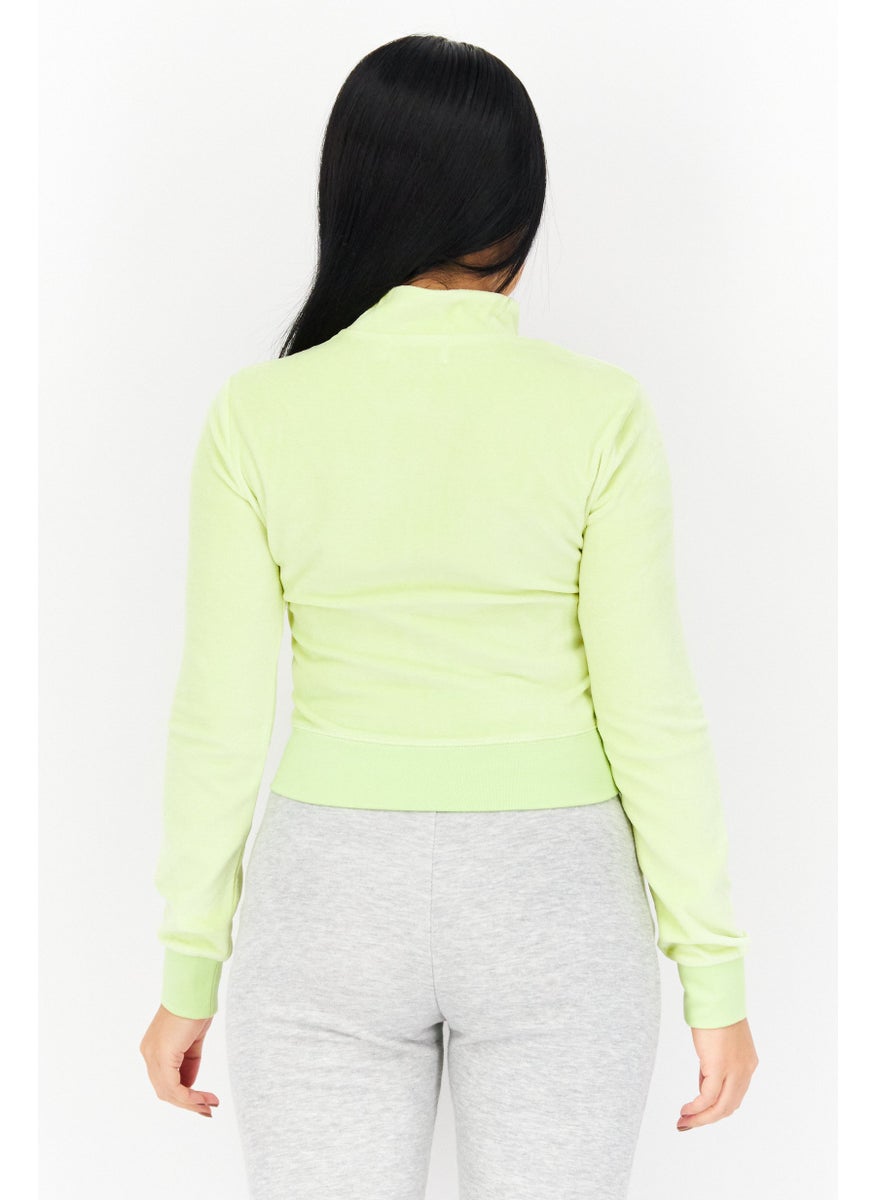 Juicy Couture Women Mock Neck Long Sleeve Textured Sweatshirt, Green  - Image 3